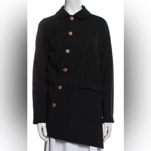 COMME DE GARÇON Black Twisted Wool Coat Jacket Black Size Medium M